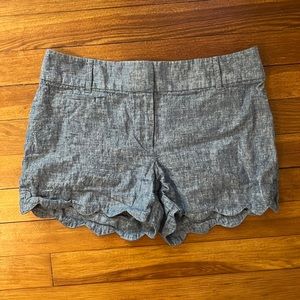 Loft jean material with a scallop hem detail.